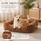 ZOMISIA Orthopedic Dog Bed for Medium Dogs with Washable Cover, 30x24'' | Large Rectangle Pet Bed, Neck-Friendly Bolster, Low-Front Edge, Waterproof Fluffy Removable Cover, Cream