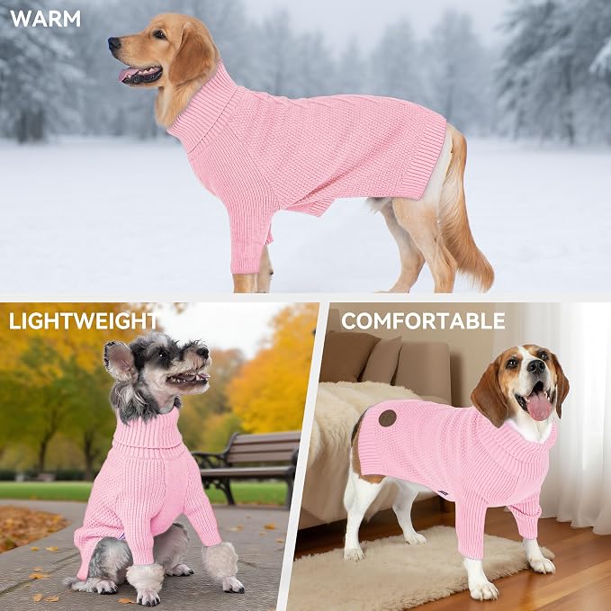 cyeollo Dog Sweater Long Sleeve Knitted Turtleneck Pullover Warm Clothes | Ultra Soft Warm Knit, Full Coverage, 4-Way Stretch for Easy Movement, Easy On & Off, Winter Daily Wear for Small Dogs