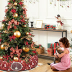 Cat Tunnel Bed in 3FT x 3FT x 9.8IN - Decorative Christmas Style with Snowman and Glove Patterns - Red Color Perfect for Festive Felines
