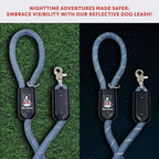 Warren London Climbing Rope Dog Leash – 5 ft Night-Safe Reflective Rope w/Padded Handle & Swivel Clip | Blue & White Nautical Strength for All Breeds