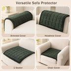 Couch Arm Covers for Dogs, Non Slip Plush Chair Covers Washable | Thick Plush Couch Protector for Chair / Armrest / Backrest, Sofa Slipcovers Against Fur, Dirt, Moss Green, 27.6" x 27.6"