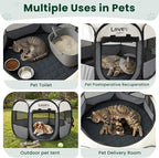 Love's cabin Dog Playpen with Washable Pee Pad, Puppy Pet Cat Playpen Small Dogs Tent Crate Indoor/Outdoor, Portable Pop Up Kennel with Carrying Case for Cats/Rabbits(Grey,Small with pad)