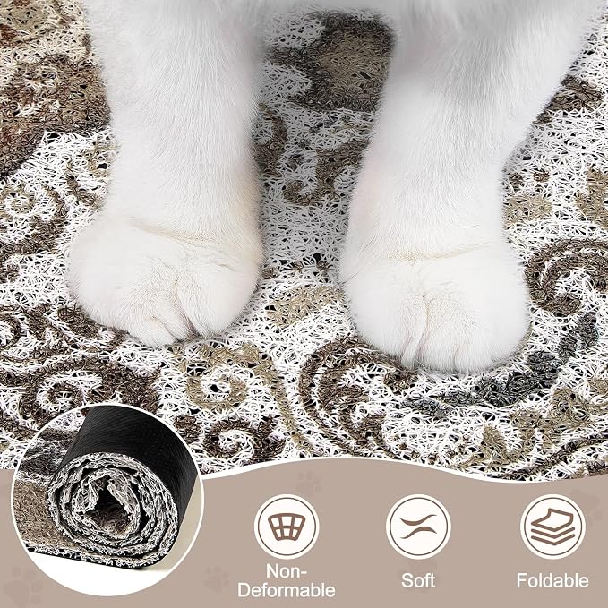 Unicorn Catcher 40"x30" Cat Litter Mat Non-Slip Washable Litter Box Mat | High-Density PVC Litter Catcher Mat Efficiently Traps Scattered Litter From Paws To Keep Floors Clean