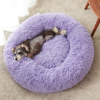 Western Home Calming Donut Medium Dog Bed Washable Pet Bed,30" Purple | Fluffy Faux Fur Round Cuddler,Anti-Anxiety,Anti-Slip Bottom,Plush Pet Dog Beds for Medium Sized Dogs,Up to 45 LBS