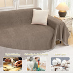 MYSKY HOME Couch Cover for Dogs Washable Couch Covers Couch Covers for Sofa Couch Cover 2 Cushion Sofa Non Slip Dogs Furniture Protector with Tassels Chenille Sofa Covers for Pets, 71"x102", Sand