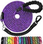 Long Dog Leash 15 FT: Heavy Duty Rope Leashes for Dogs Training with Swivel Lockable Hook Reflective Threads Bungee and Padded Handle - Dog Lead for Large Small Medium Dogs Outside Walking Hiking