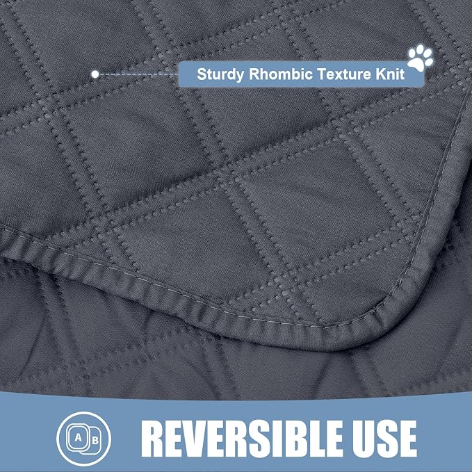 Smiry Waterproof Reversible Pet Couch Covers for Dogs | Pet Friendly, Soft Fabric, Washable Sofa Furniture Protector for Dogs Cat Kids, Checkered (30"x70", Dark Grey/Dark Grey)