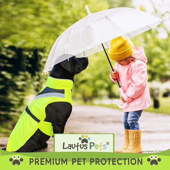 Waterproof Dog Rain Coat, Reflective Safety Strips & Leash Hole – Lightweight Adjustable Jacket for Medium Breeds - XL, Yellow