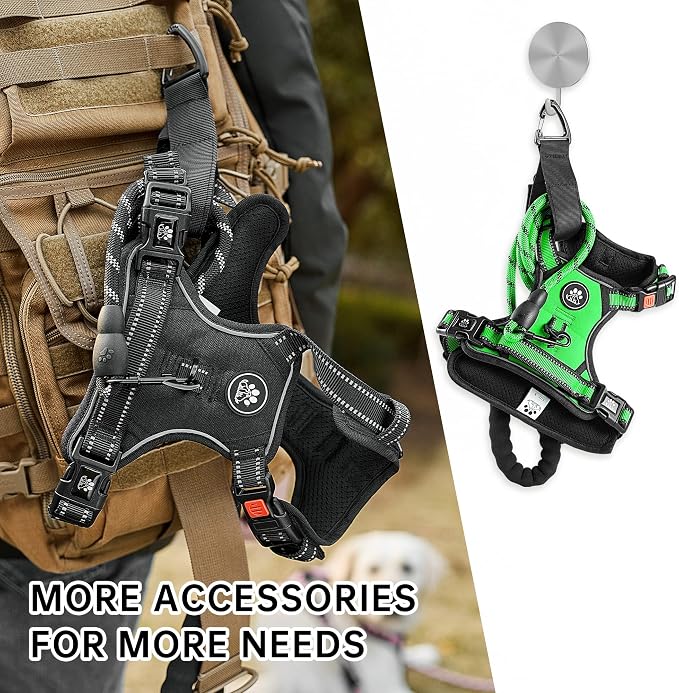 NESTROAD No Pull Dog Harness,Adjustable Oxford Dog Vest Harness with Leash,Reflective No-Choke Pet Harness with Easy Control Soft Handle for Small Dogs(Small,FluorescentGreen)