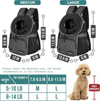 PetAmi Adjustable Dog & Cat Chest Carrier Backpack, Ventilated for Hiking & Camping, Small to Large Pets Up to 15 lbs, Dark Gray