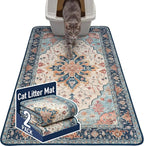 Hompet Cat Litter Mat 2 Pack, 36x60 Large Machine Washable Trapping Mats for Cats, Super Absorbent & Urine-Proof Cat Litter Box Mat for Floor, Waterproof & Non Slip Kitty Litter Rug