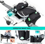 SHINE HAI Retractable Hands Free Dog Leash with Dual Bungees for 2 Dogs, Adjustable Waist Belt Fanny Pack, Reflective Stitching Leash for Running Walking Hiking Jogging Biking Black