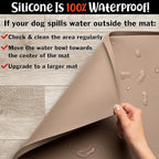DogBuddy Non-Slip Silicone Food Mat for Dogs (XXL: 32" x 24", Taupe) - Waterproof, Nonslip Dog Feeding Mat with Raised Edges