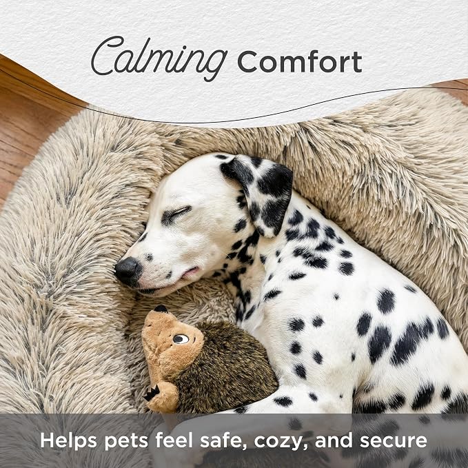 Best Friends by Sheri The Original Calming Donut Dog Bed for Extra-Large Dogs up to 150 lbs, Shag Faux Fur, Taupe, 45" x 45"