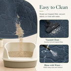 Yimobra Cat Litter Mat, Easy Clean Trapping PVC Mat, 47" x 36", Waterproof Backing, Non Slip Bottom, Scatter Control Pad for Litter Box, Dark Blue