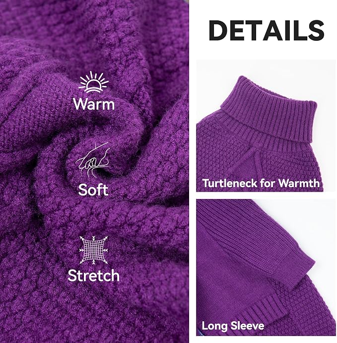 cyeollo Dog Sweater Long Sleeve Knitted Turtleneck Pullover Warm Clothes | Ultra Soft Warm Knit, Full Coverage, 4-Way Stretch for Easy Movement, Easy On & Off, Winter Daily Wear for Small Dogs