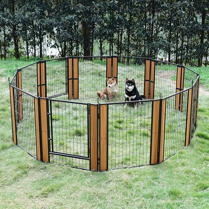 Heavy Duty Dog Playpen 32 Inch Height - Indoor Outdoor Pet Fence Enclosure for Medium and Small Dogs - Foldable Puppy Exercise Pen for Indoor and RV Camping or Yard (10 Panels, 32" H (White))