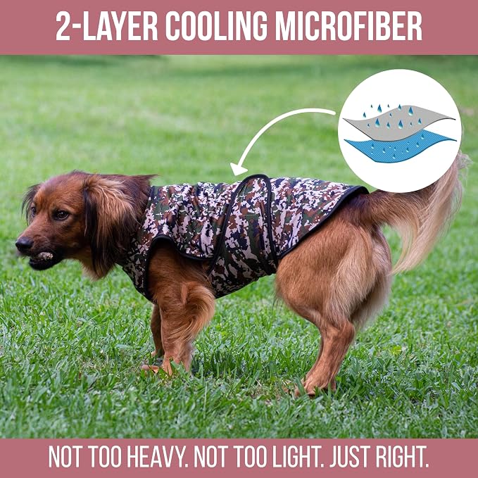 Dog Cooling Vest, 2-Layer Microfiber Cooling Jacket, Green, XS | Longer cooling duration, balanced comfort, UV protection, soft double-layer microfiber fabric, sizes to suit most dogs