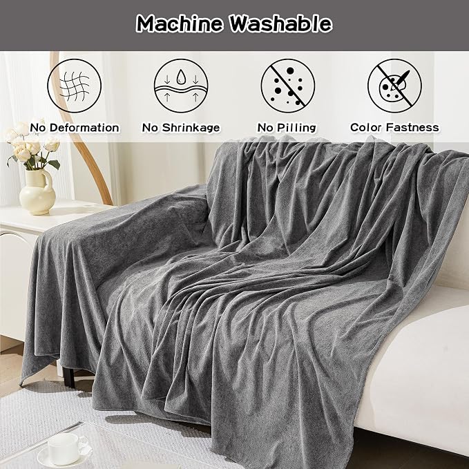 Sectional Couch Cover for 3 Cushion Sofa Washable, Cat Scratch Proof Sofa Covers, Furniture Protector Oversized L Shape Big Sofa Slipcovers for Dogs, 91" x 150", Grey