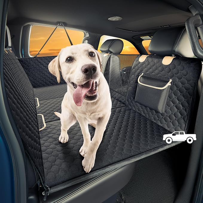 XL Truck Back Seat Extender for Dogs, Hard Bottom Dog Car Seat Cover for Back Seat, Heavy Duty Dog Hammock for Aggressive Chewers, Waterproof Pet Seat Covers for Trucks, F150, Ram1500, Large SUV