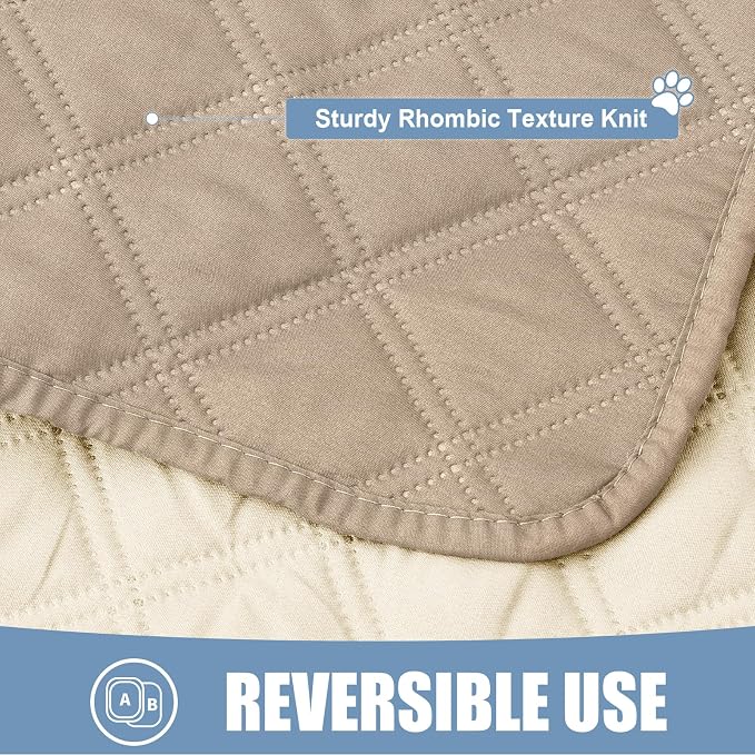 Smiry Waterproof Reversible Pet Couch Covers for Dogs | Pet Friendly, Soft Fabric, Washable Sofa Furniture Protector for Dogs Cat Kids, Checkered (40"x50", Taupe/Beige)