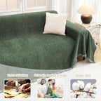 MYSKY HOME Couch Cover for Dogs Washable Couch Covers Couch Covers for Sofa Couch Cover 2 Cushion Sofa Non Slip Dogs Furniture Protector Chenille Sofa Covers for Pets, 71"x102", Moss Green