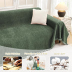 MYSKY HOME Couch Cover Sofa Covers Couch Covers for 3 Cushion Couch Sofa Pet Friendly, L Shaped Couch Cover Sectional Couch Covers Non Slip Dogs Furniture Protector for Kid, Dog, 91"x134", Moss Green