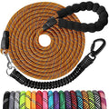Long Dog Leash 20 FT: Heavy Duty Rope Leashes for Dogs Training with Swivel Lockable Hook Reflective Threads Bungee and Padded Handle - Dog Lead for Large Small Medium Dogs Outside Walking Hiking