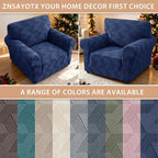ZNSAYOTX Stretch Armchair Covers for, 1-Piece Chair Slipcovers for Living Room, Furniture Protector with Elastic Bottom for Dogs Cats Kids Geometrical Jacquard Fabric (Small, Navy Blue)