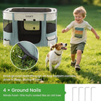 Love's cabin Pet Puppy Dog Playpen, Medium Dog Tent Crates Cage Indoor/Outdoor, Portable Exercise Playpen for Cat, Foldable Pop Up Dog Kennel Playpen with Carring Case (M, Gray Green)