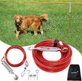 Dog Runner for Yard, Trolley System, 100FT+15FT, Red | Chew-resistant Cable, Shock Spring Softens Pulls, 360° Swivel Reduce Tangles