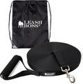 Leash Boss Free Range - Long Dog Leash for Large Dogs + Drawstring Backpack - 1 Inch Nylon Training Lead with Padded Handle (Black) (100 Ft)