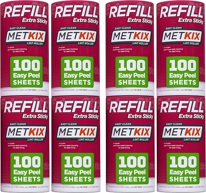 Refill for Metkix Lint Rollers 8 Pack (Total 800 Sheets)