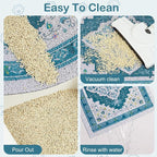 Glittme Cat Litter Mat with Non-Slip Bottom Litter Box Mat 33"X22" Litter Trapping Mat Easy to Clean Washable Cat Food Mat for Kitty,L