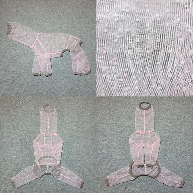 D Doggy Star Italian Greyhound Clothes Sheer Mesh Onesie Summer Jumpsuit Breathable Full Body Protection for Outdoor Walks Small Whippet Fit (XL,Sheer Mesh Pink)