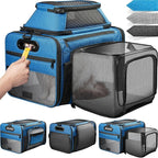 Top and Side Expandable Pet Carrier with Treat & Pet Window,17x11x9.5 Inch Alaska Hawaiian Airline Approved,Soft-Sided Dog Carrier for Small Dogs and Cats,Travel Cat Carrier with Locking Safety Zipper