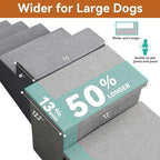 Zerbuger Dog Stairs with Storage, Grey 5 Steps Dog Ramp no Condo for Bed | 26" H Wider Dog Steps for High Beds Couch, Folding Storage Pet Stairs Gift for Climbing Small/Medium/Large Old Dogs Cats