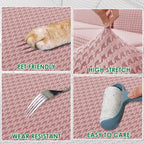 MAXIJIN Stretch Couch Cover Sofa Covers for 3 Cushion Couch (71"-91" Washable Sofa Slipcovers with Non-Slip Foam & Elastic Strap, Dog Cat Pet Friendly Furniture Protector (Large, Pink)