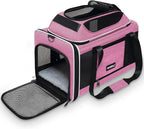Top-Expandable Cat Carrier 18x11x11, United Delta American Airline Approved | Soft-Sided Small Dog Pet Carry Bag Travel Under-Seat in Cabin, Puppy Airplane Crate 10lbs TSA Plane Kitten Cage Kennel Pink