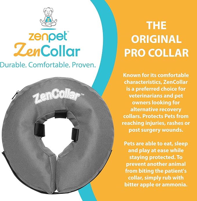 ZenPet Recovery Inflatable Collar for Dogs & Cats – Soft, Comfortable, Safe & Stress-Free Healing Alternative E-Collar After Surgery, Adjustable Donut Design, Secure Fit (XLarge)