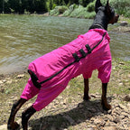 Lovelonglong Waterproof Dog Raincoat – 4-Leg Full Body Dog Rain Suit with Reflective Strips & Leash Opening, Outdoor Dog Jacket for Rainy Weather