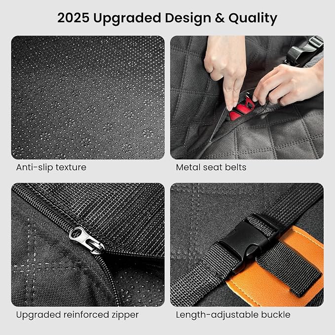 REEVAA Dog Car Seat Cover for Back Seat, Hard Bottom, L, Black+Orange | 450 lbs Extender, 45% More Space for 2-4 Large Dogs, Waterproof, Zippered Mesh Window, Fits for SUV Medium Truck