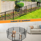 Getlay Garden Fence with Gate 36 in(H)×27 in(L) 4 Panels, Heavy Duty Iron Animal Barrier Fence, Rabbit Fence for Garden, Suitable for Indoor Pet Or Outdoor Dog Fencing, Total 8.9 Ft(L), Black