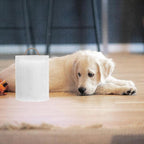 Amici Home Small Dog Treat Container Airtight, 8” Tall x 5.5” Round, White Embossed Puppy Paws Print, Storage Jar Canister for Cats, Small Animals, Gifts for Pet Owners, White
