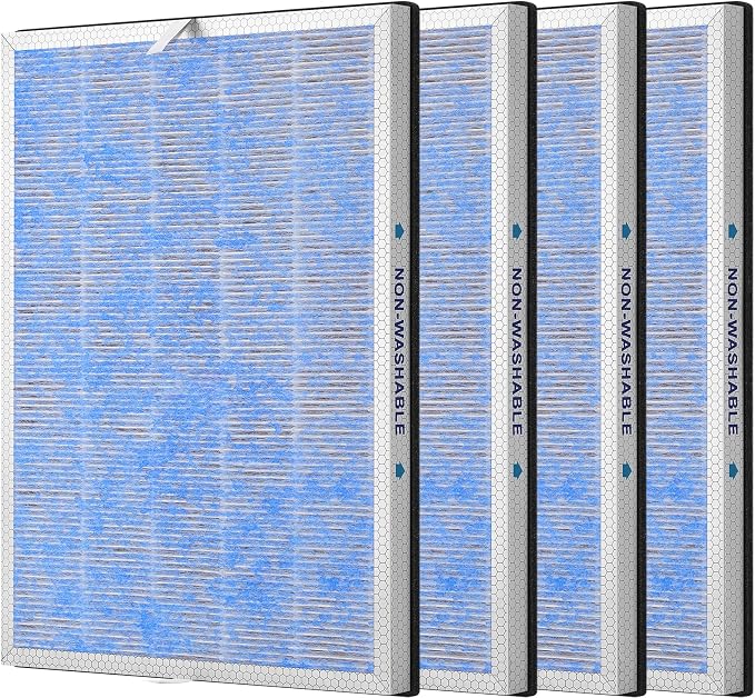 4 Pack MSA3/MSA3S True HEPA Filter Replacement Compatible with Membrane Solutions MSA3 and MSA3S Air Purifier Upgraded 4-in-1 H13 True HEPA Filter