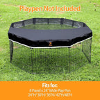 PJYuCien Playpen Top Cover for 24'' Width 8 Panel Pen, Hook Connect, Black | More Peace of Mind, More Safe, and Reduce Mess, Suitable for Puppy, Duck, and Other Small Animals