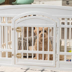 IRIS USA 4-Panel Dog Playpen, Pet Enclosure, White | Puppy Training, Configurable Layout, Multi-Shape Setup, Custom Pen Configuration, Secure Door Latch, Stable Non-Tip Base