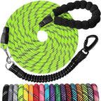 Long Dog Leash 15 FT: Heavy Duty Rope Leashes for Dogs Training with Swivel Lockable Hook Reflective Threads Bungee and Padded Handle - Dog Lead for Large Small Medium Dogs Outside Walking Hiking