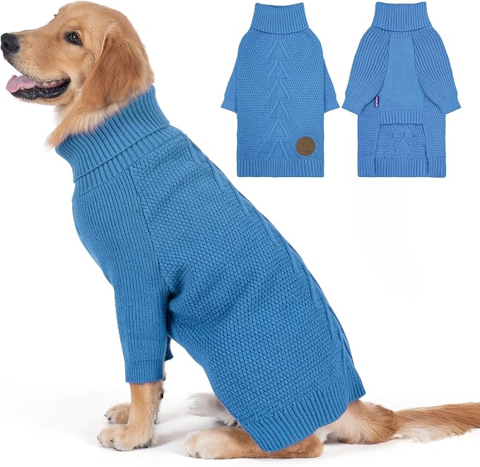 cyeollo Dog Sweater Long Sleeve Knitted Turtleneck Pullover Warm Clothes | Ultra Soft Warm Knit, Full Coverage, 4-Way Stretch for Easy Movement, Easy On & Off, Winter Daily Wear for Small Dogs