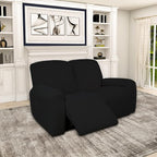 Easy-Going 100% Dual Waterproof Recliner Loveseat Cover, 6-Pieces Stretch Relining Sofa Cover with Pocket, Jacquard 2 Seat Sofa Slipcover Leakproof Washable (Loveseat, Black)